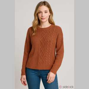 Sew In Love Sweater Womens Small Chunky Textured Crew Neck Fisherman Knit